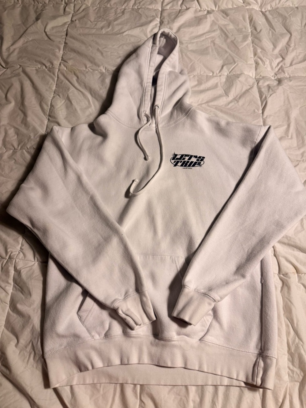 Sturniolos Let’s Trip White Crewneck Hoodie with Chest Logo